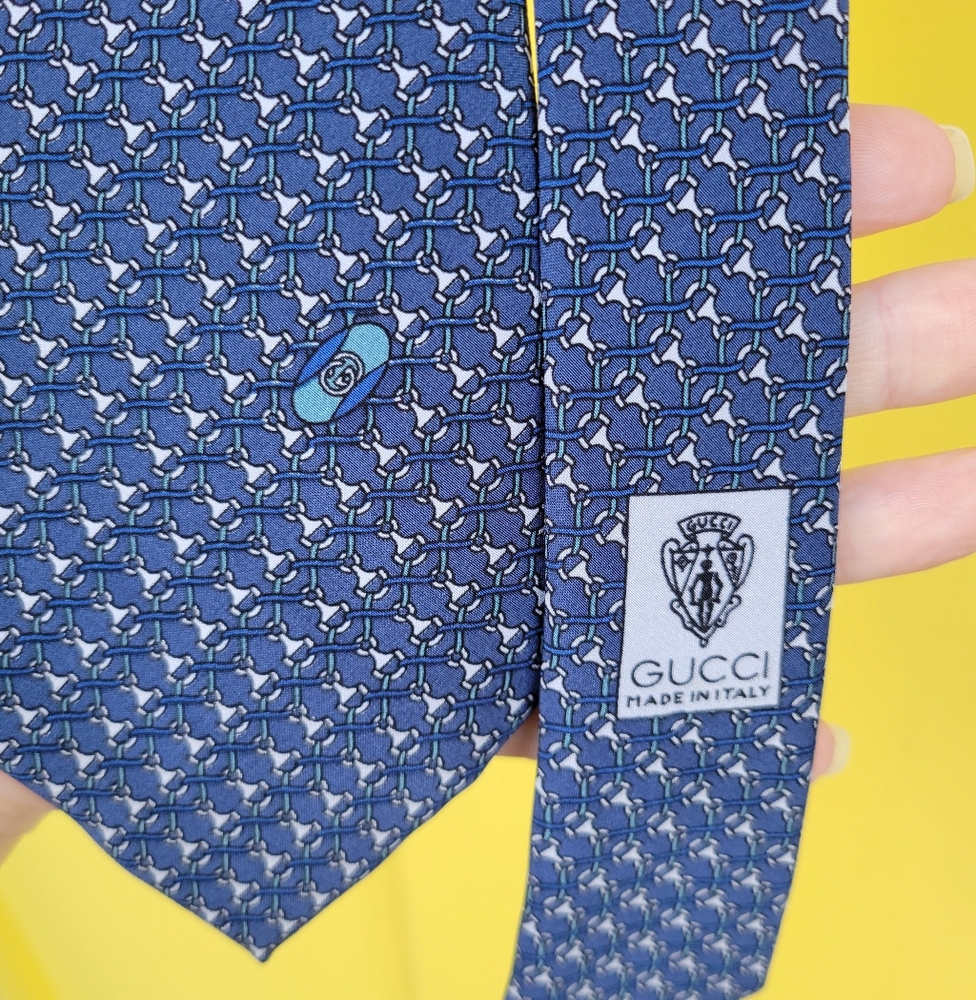 Vintage Gucci Accessory Collection Silk Tie Equestrian Bit Print Made in Italy